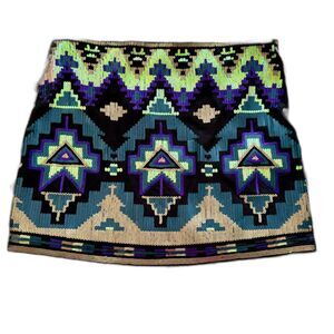 EXPRESS Black Sequin Aztec Mini Skirt XS